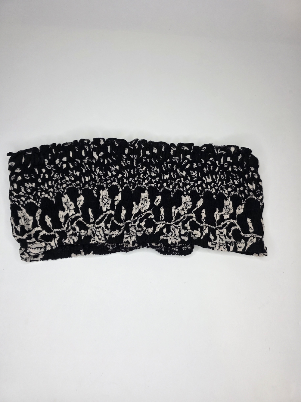 RAGA Black and Cream Floral Smocked Viscose Bandeau - Picture 3 of 6
